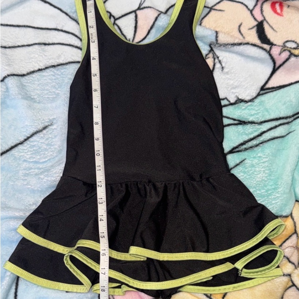 Black Sleeveless Dress with Green Trim. Dance or gymnastics dress for kids! New